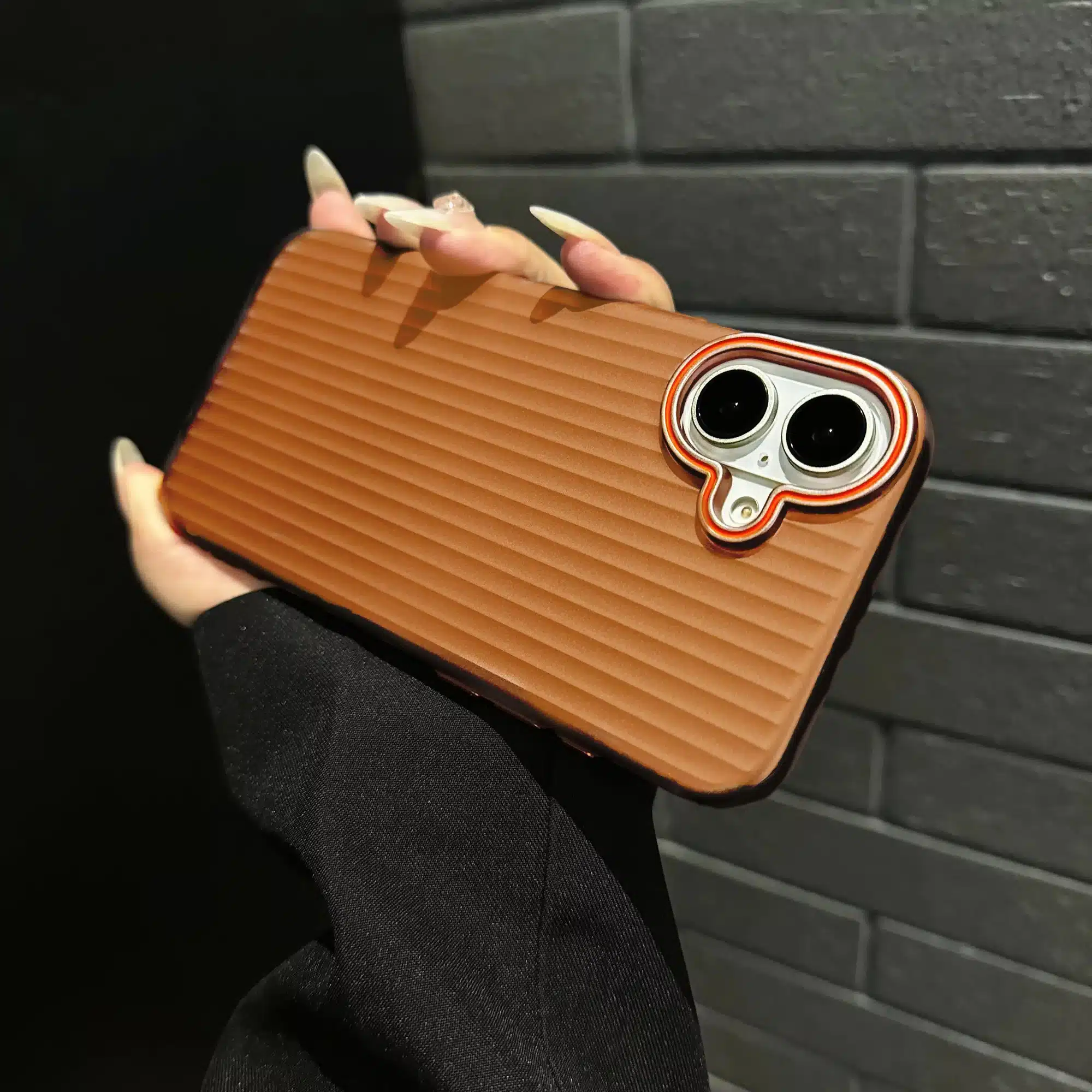 iPhone-Series-Corrugated-Pattern-Stripes-Hard-Brown-Case.webp
